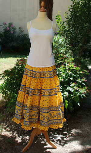 Provence tiered skirt, long (Mireille_medaille. yellow) - Click Image to Close